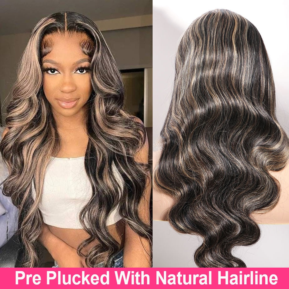 Glueless Wig Human Hair Ready To Wear Blonde Highlight 13x4 Lace Front Wig