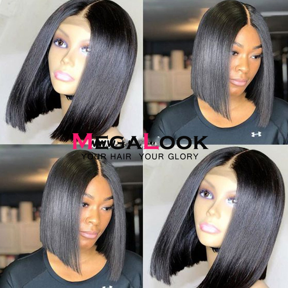 Straight Bob Wig 13x4 Lace Front Wig Pre Pluckes Human Hair