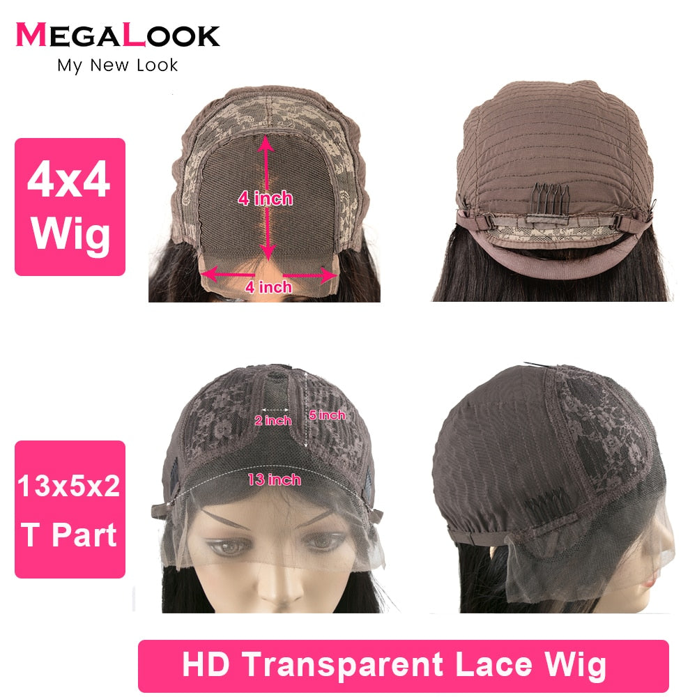 180 Density Transparent Lace Human Hair Wigs Wigs