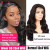 Glueless Wig Human Hair Ready To Wear Pre Plucked 13x4 HD Lace Front