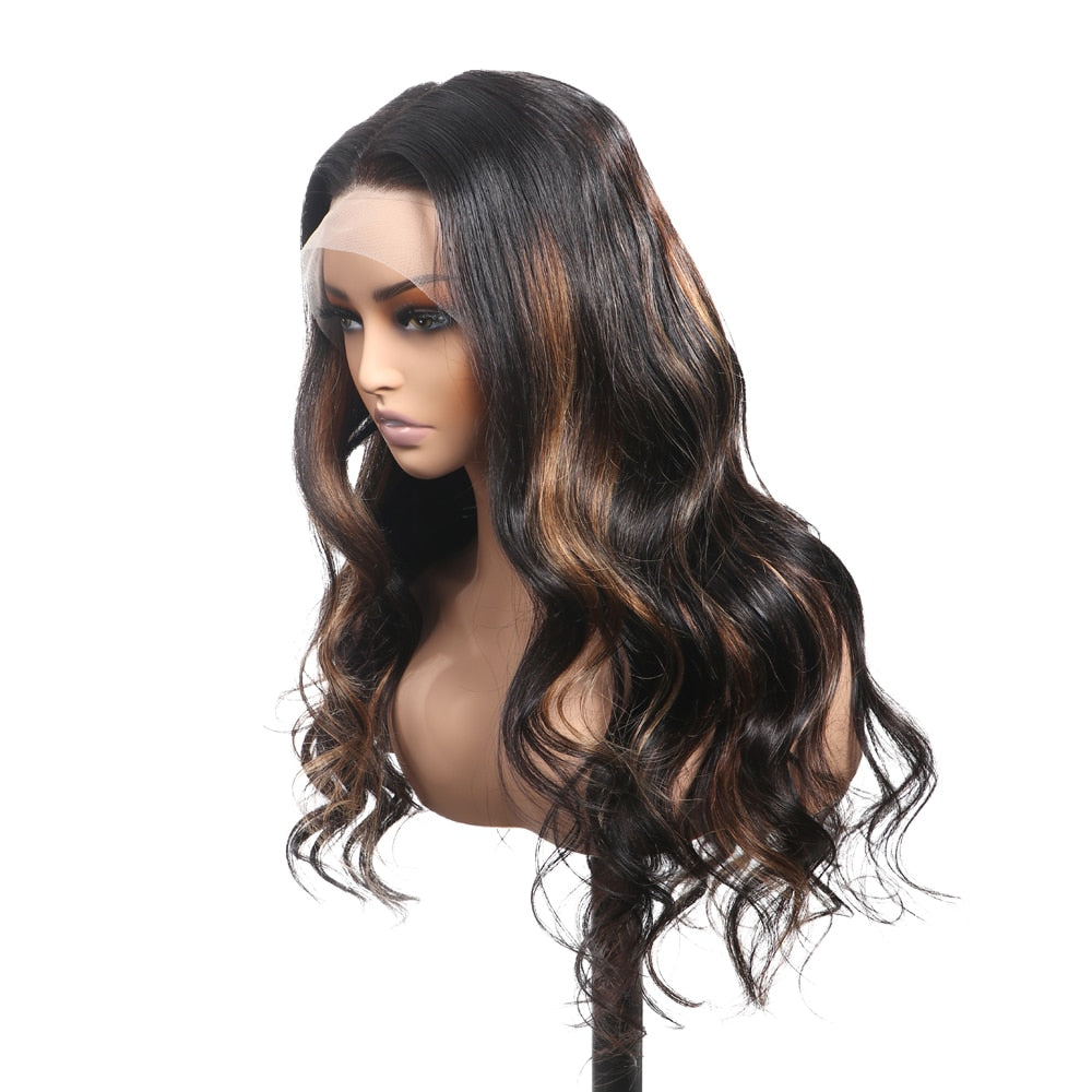 Hd Transparent Lace Front Wig 13x4 Highlight Body Wave