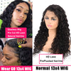 Glueless Human Hair Wig Ready To Wear Water Wave 13x4 Lace Front Wig Pre Plucked