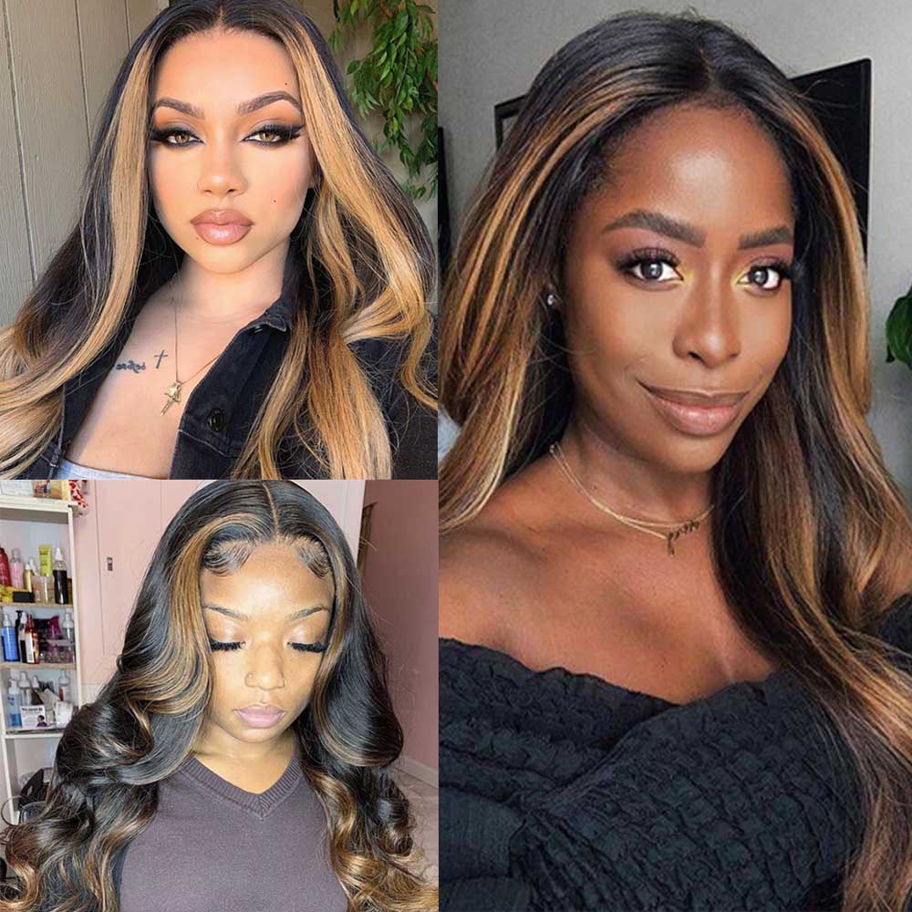 Hd Transparent Lace Front Wig 13x4 Highlight Body Wave