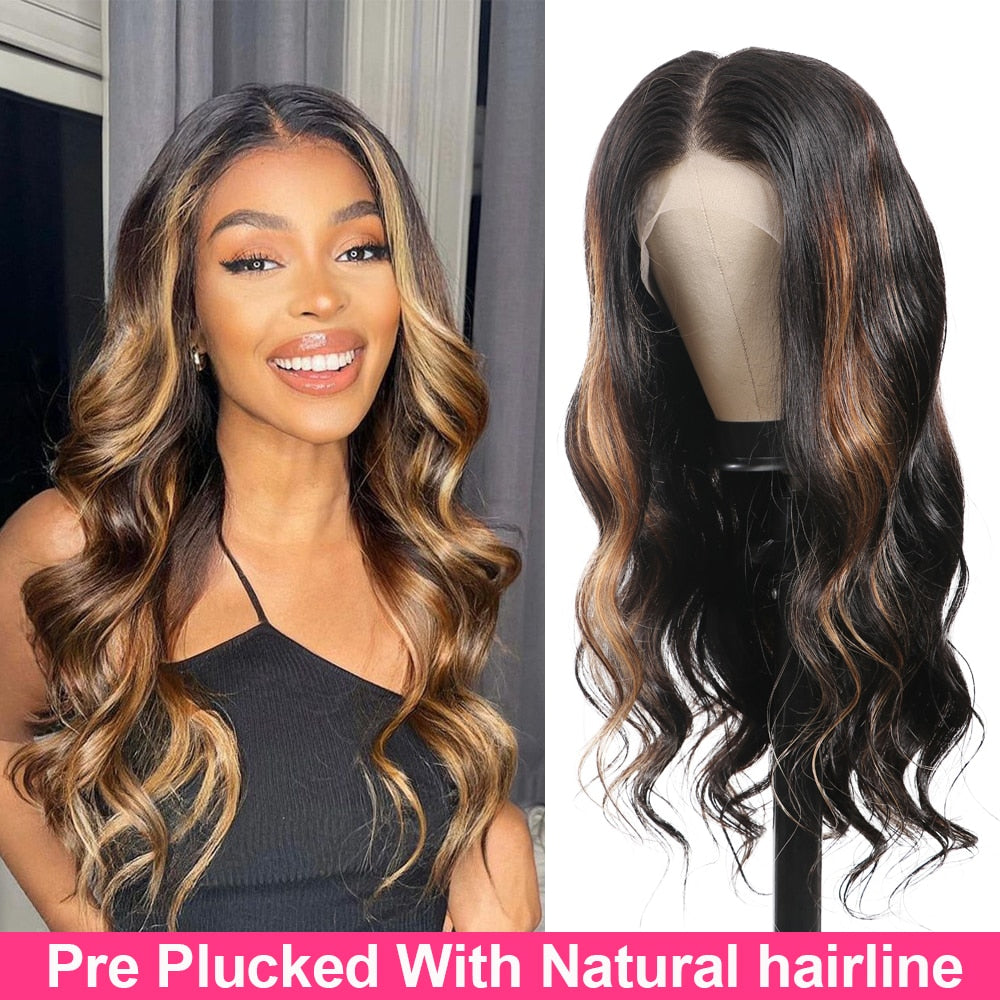 Hd Transparent Lace Front Wig 13x4 Highlight Body Wave