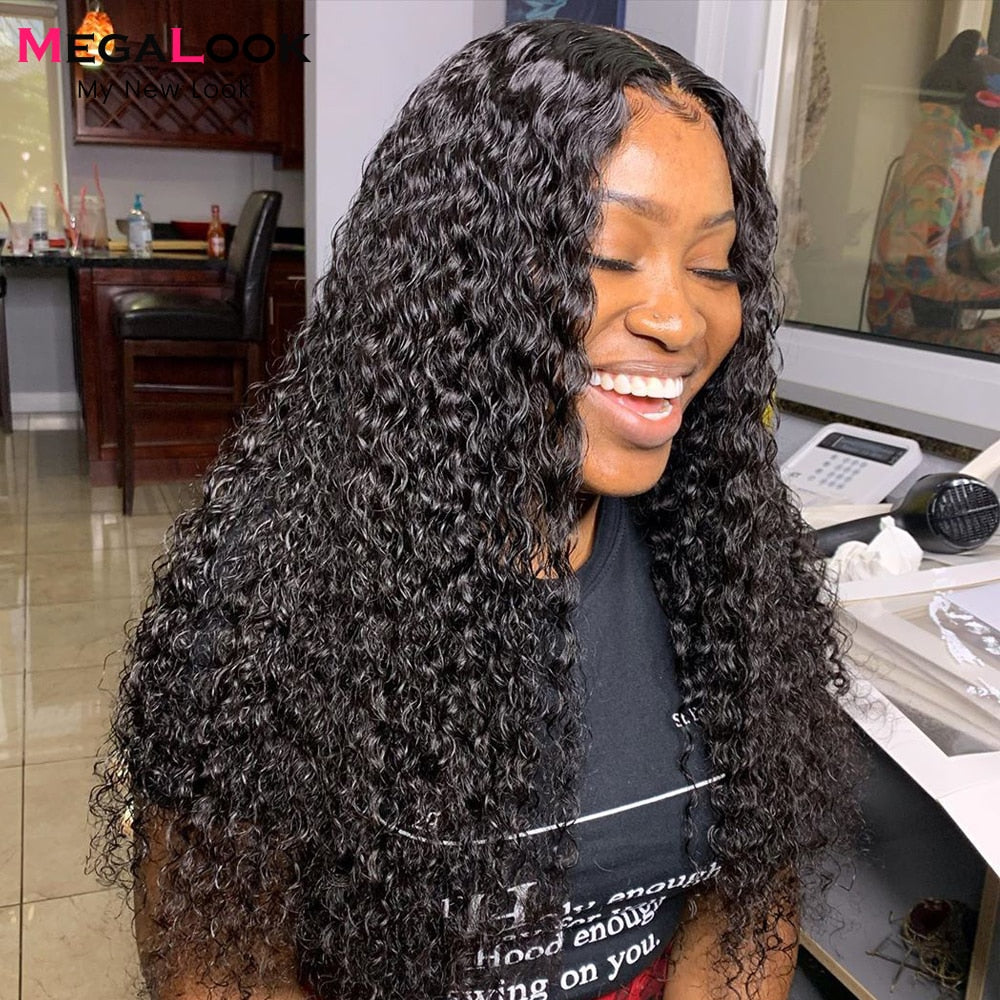 180 Density Brazilian Jerry Curly Lace Front Wig