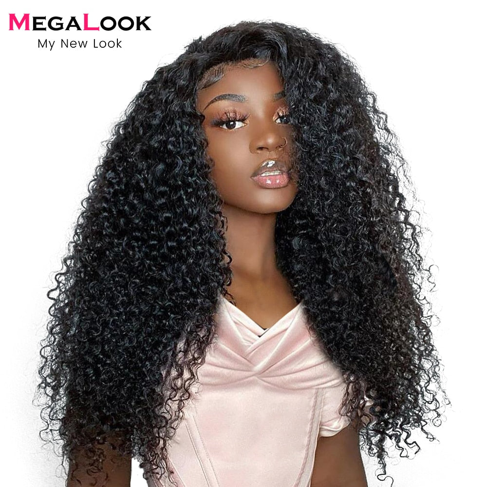 Curly Human Hair Wig Pre Plucked Bleached Knots Peruvian Lace Wigs