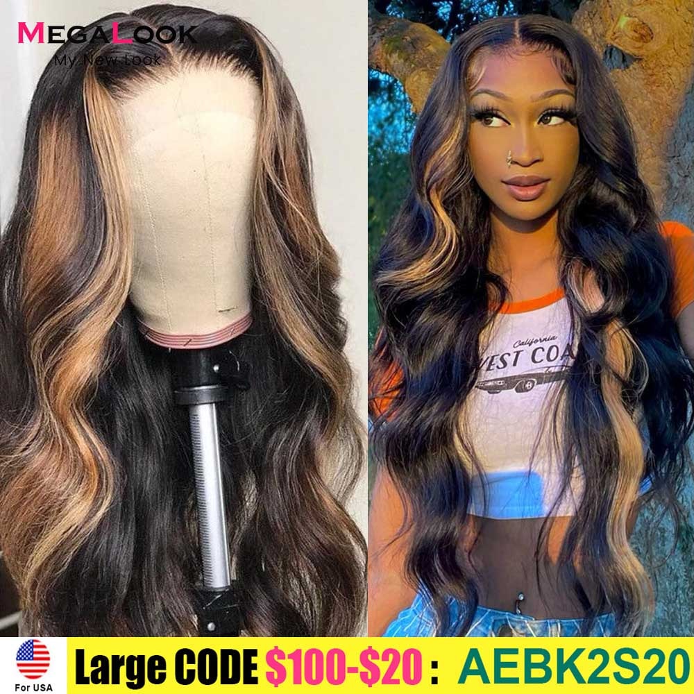 Hd Transparent Lace Front Wig 13x4 Highlight Body Wave