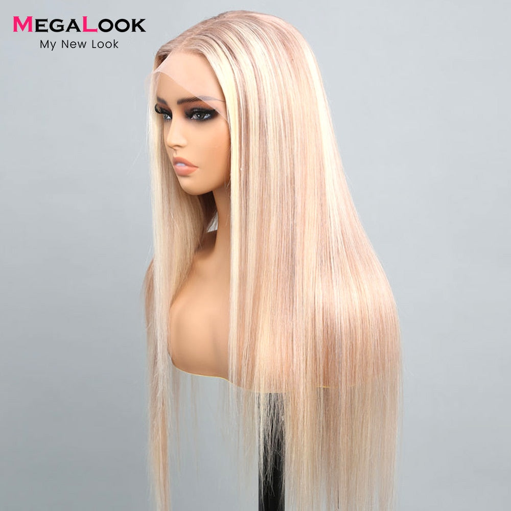 #P10/613 Blonde NEW Highlight Lace Frontal Wigs Human Hair