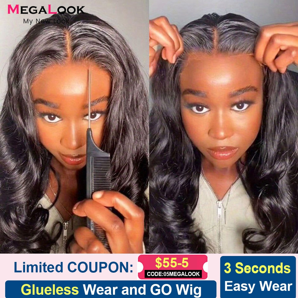 Glueless Wig Human Hair Ready To Wear Pre Plucked 13x4 HD Lace Front