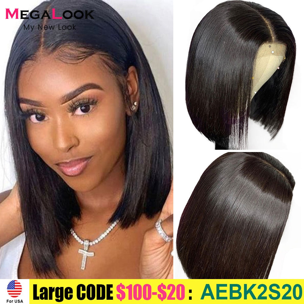 Straight Bob Wig 13x4 Lace Front Wig Pre Pluckes Human Hair