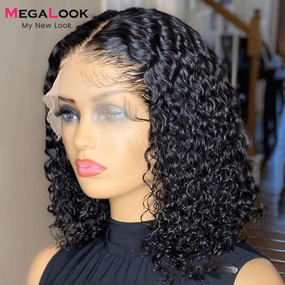 Deep Wave Bob Wig 13x4 13x6 Lace Front Human