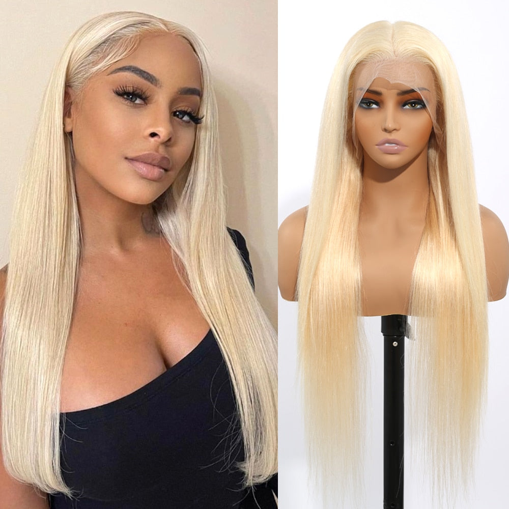 30 40 Inch 613 Blonde 13x4 Straight Lace Front Human Hair